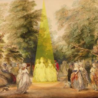 18th Century Gainsborough painting of the Mall in St James's Park with contemporary intervention
