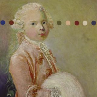 French 18th Century portrait painting of Louis Duke of Burgandy with coloured dot intervention