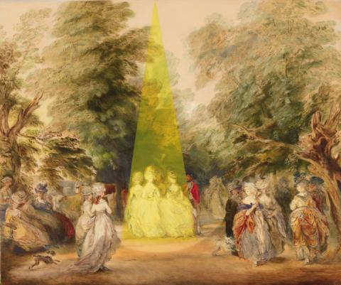 18th Century Gainsborough painting of the Mall in St James's Park with contemporary intervention